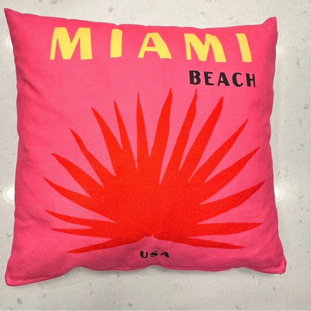 Set of 4 Decorative Miami Beach, Palm Beach, Bondi Beach & Mykonos Pillows